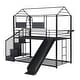 preview thumbnail 2 of 5, Metal Bunk Bed with Slide and Playhouse Design - Twin Over Twin, Sturdy Steel Construction