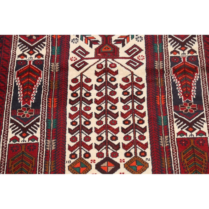 Geometric Hamedan Persian Traditional Runner Rug Handmade Wool Carpet - 3'4" x 6'8"
