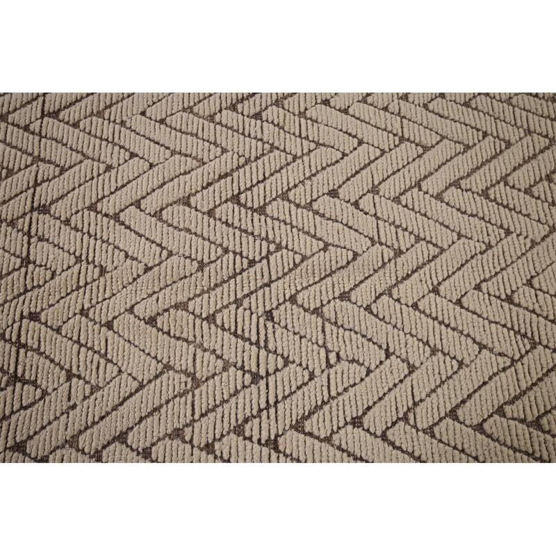 All-Over Chevron Moroccan Oriental Area Rug Handmade Wool Carpet - 8'8"x 13'0"