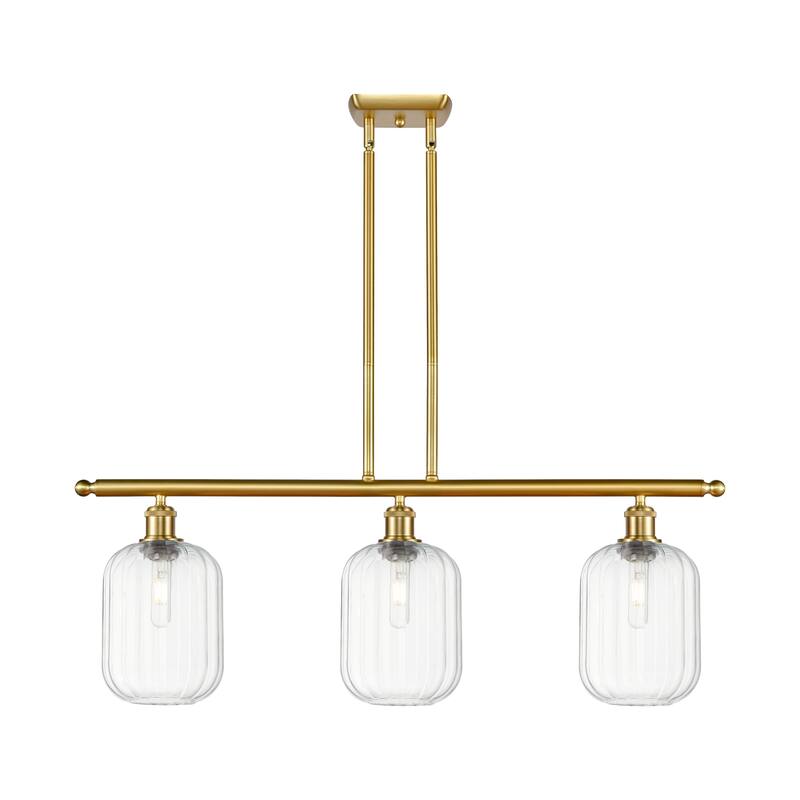 Innovations Lighting Endless Possibilities Ballston - Preston - 3 Light 36" Jar Shade Stem Hung Island Light - Clear/Satin Gold