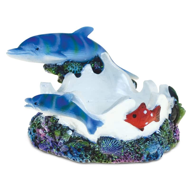 Puzzled Dolphin Cove Multicolor Resin Handcrafted Candleholder - 3’Lx2.5’Wx1.75’H