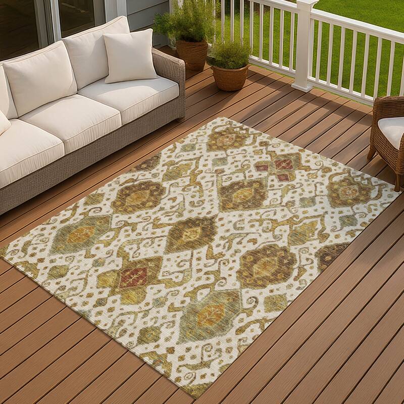 Machine Washable Indoor/ Outdoor Traditional Venetian Chantille Rug - Ivory - 5' x 7'6"