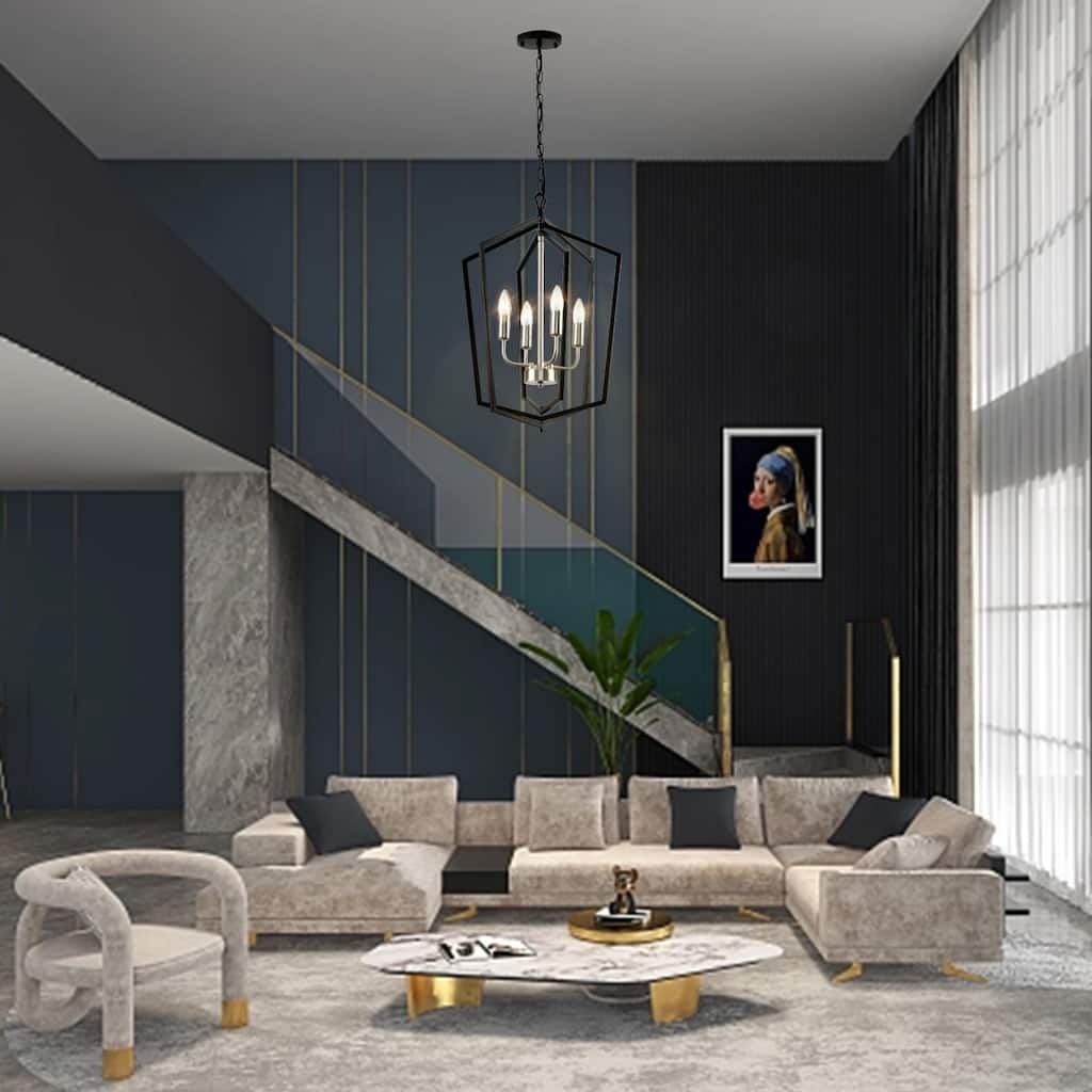 4-Lights Lantern Metal Chandeliers