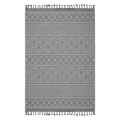 LOOM & LUXE Collection Grey/White/Geometric Indoor/Outdoor Area Rug