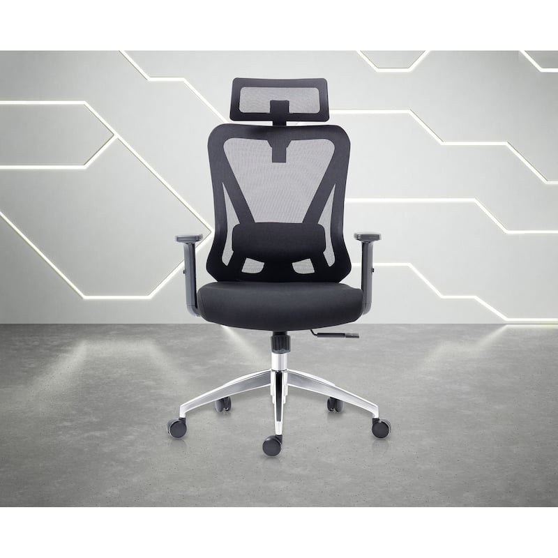 Ergonomic Mesh Office Chair with Headrest And Lumbar Support - N/A - Black