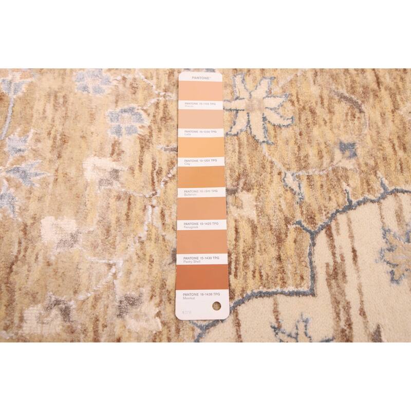 ECARPETGALLERY Hand-knotted Mirzapur Light Brown Viscose, Wool Rug - 9'0 x 11'11