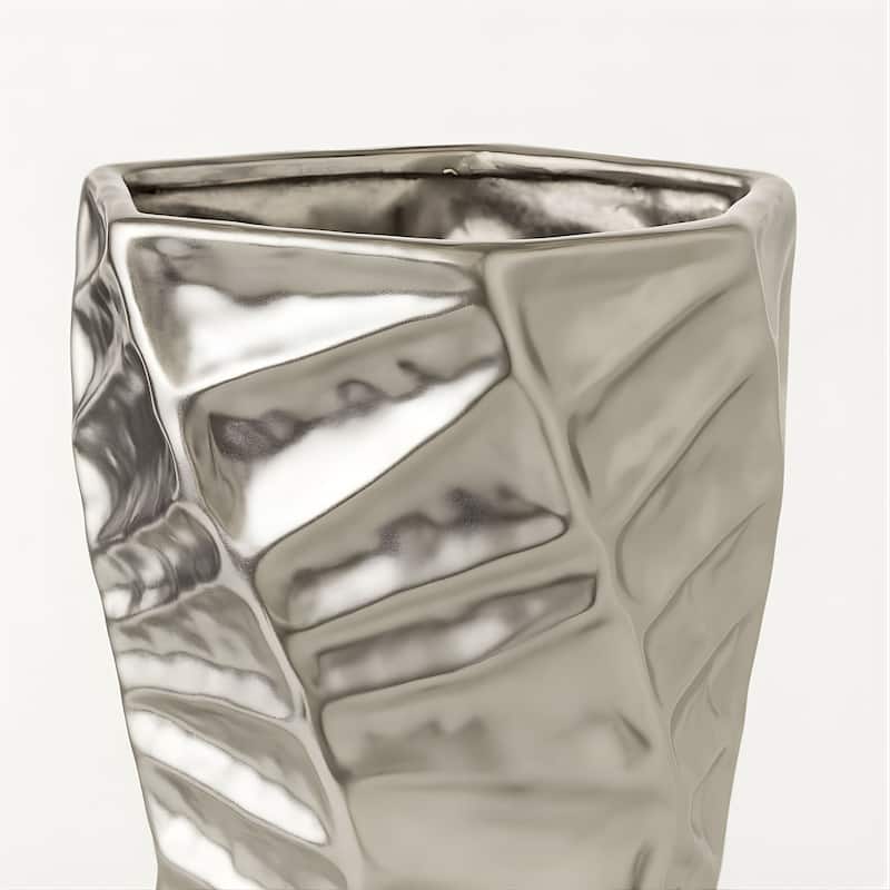 Aria Home Silver Ceramic Vase Set Modern Sculptural Decor