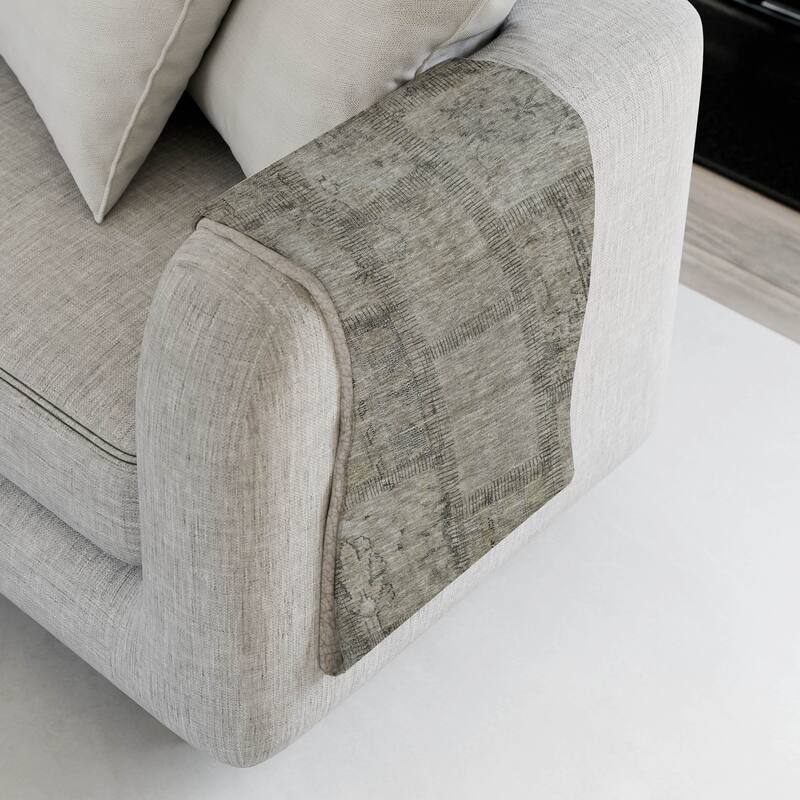 Premium Machine Washable Vintage Patchwork Sherpa Throw Blanket - Taupe - 4'2" x 5'10"