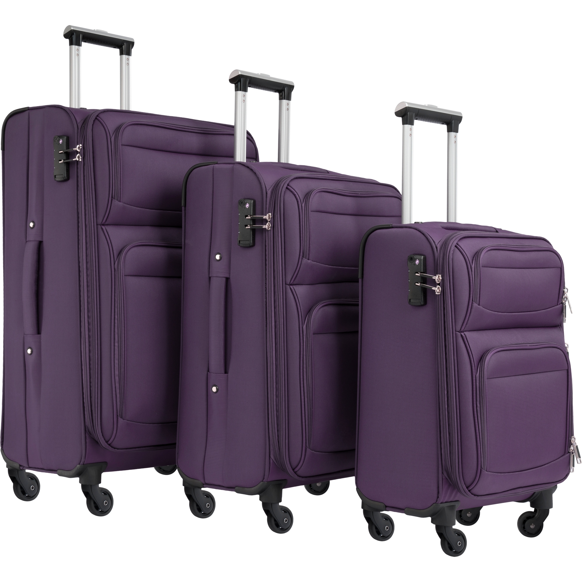Softside Luggage Set Lightweight 3 Piece Spinner Suitcase 22 26 30 Purple Bed Bath Beyond 38204036