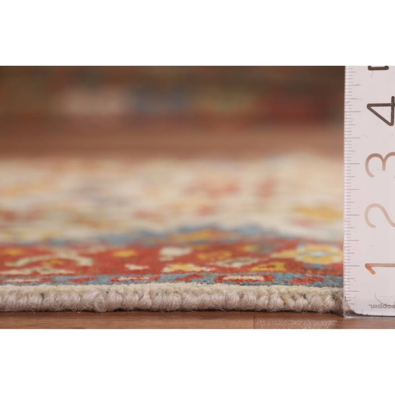 Beige / Ivory Oushak Oriental Accent Rug Hand-Knotted Wool Carpet - 4'0" X 5'11"
