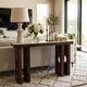 preview thumbnail 3 of 10, Modern Edge Travertine Console Table with Wood Base - 47", Tan & Brown - 46.25"