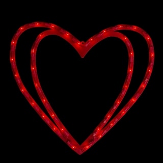 17" Scarlet Red Double Heart Valentine's Day Window Silhouette Decor