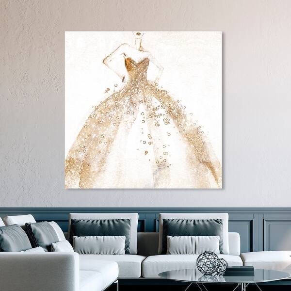Oliver Gal Fashion and Glam Wall Art Canvas Prints 'Night For Stars Glam 2'  Dress - Gold, White - Bed Bath & Beyond - 30765006