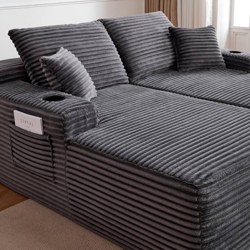 Oversized Boneless Double Chaise Lounge, Sectional Deep Seat Cloud Couch, Oversized Compressed Loveseat Sleeper Sofa