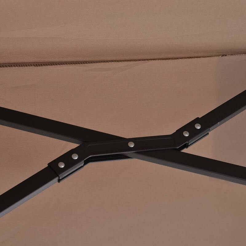 Patio Umbrella 2 Sides Outdoor Extra Large Parasol with Crank Cross Base for Deck Lawn Backyard and Pool, Brown