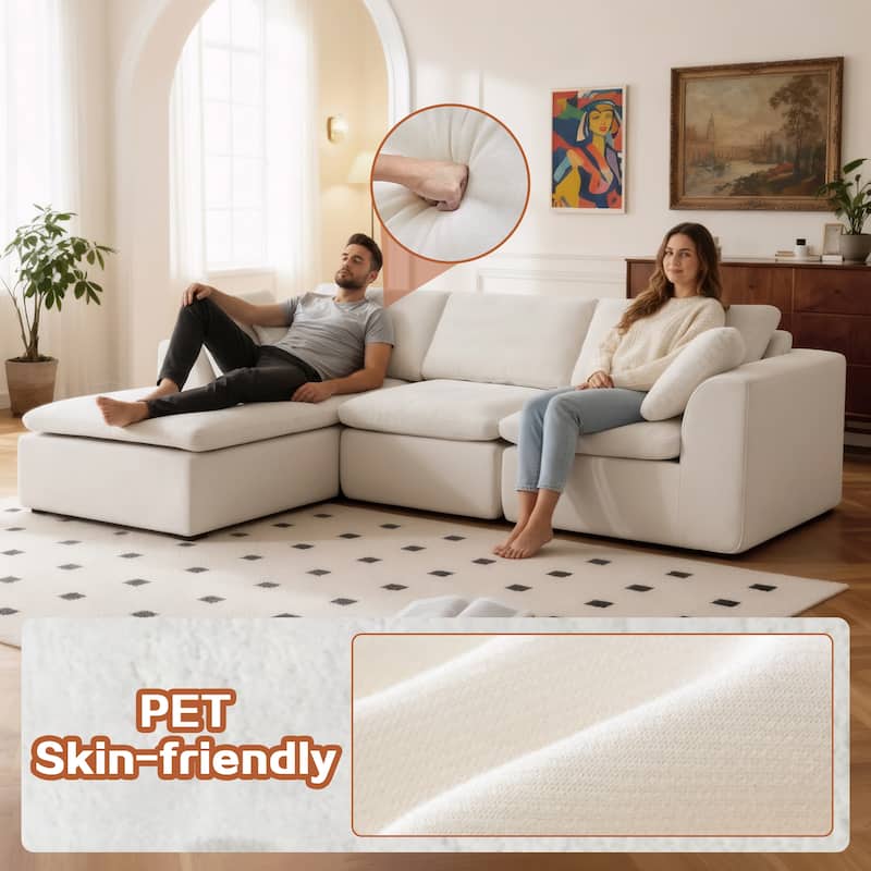 Modern L-Shaped Sectional Sofa with Chaise Lounge,Modern Minimalist Style Corduroy Couch
