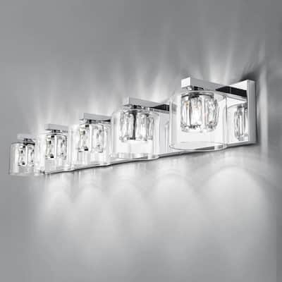 Kolt Chrome Traditional 5-Light Bathroom Vanity Light