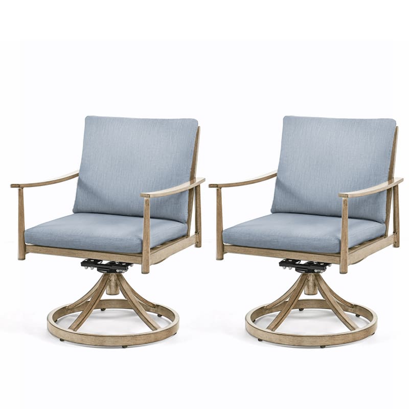 SleekLine 2-Piece Aluminum Patio Dining Swivel Chairs with Cushions - Blue