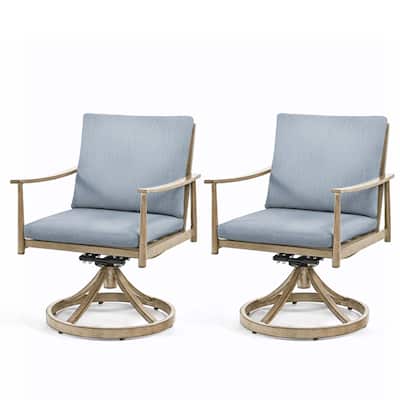 SleekLine 2-Piece Aluminum Patio Dining Swivel Chairs with Cushions
