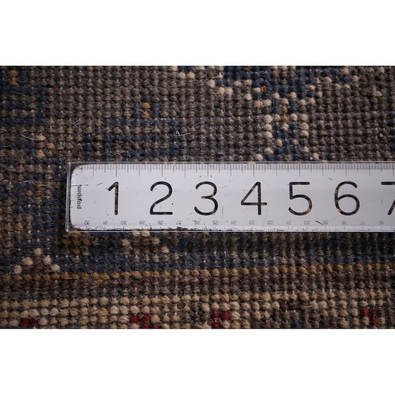 Gray Geometric Viss Oriental Runner Rug Hand-Knotted Wool Carpet - 2'7"x 8'0"