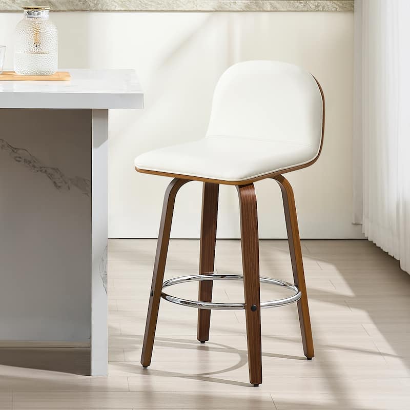 Upholstered Wood Swivel Bar Stools/ Counter Stool - Single - Cream - Bar Height