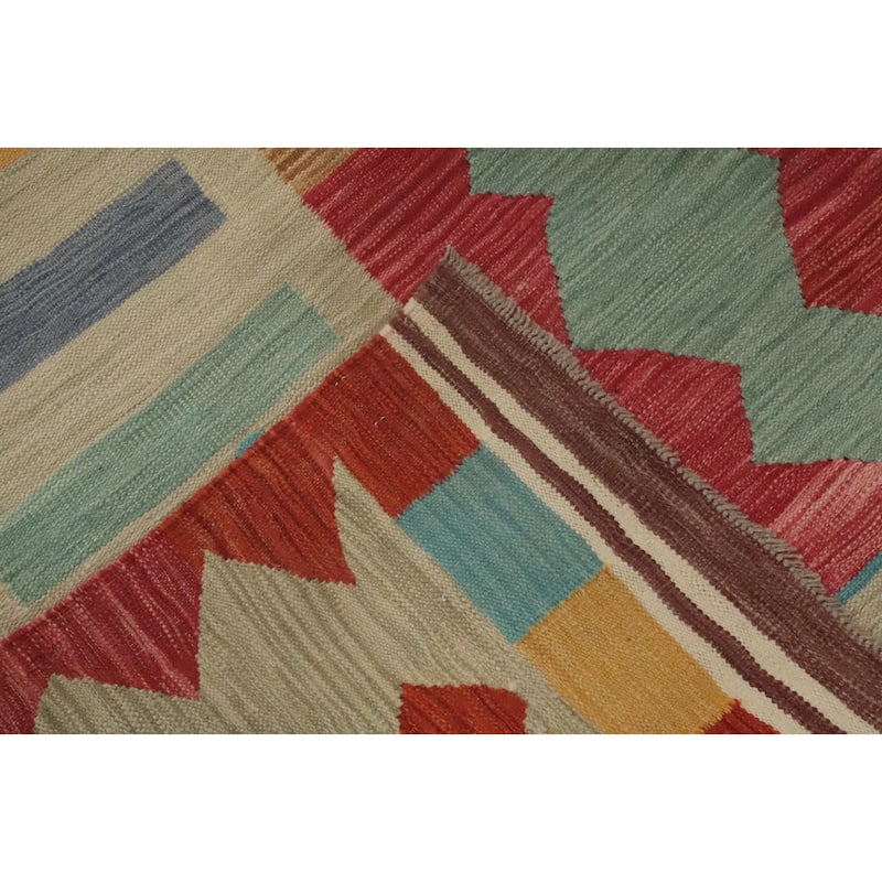 Hand Woven Southwestern Wool Multi-Colored Geometric Area Rug - 10' 0'' X 8' 2''