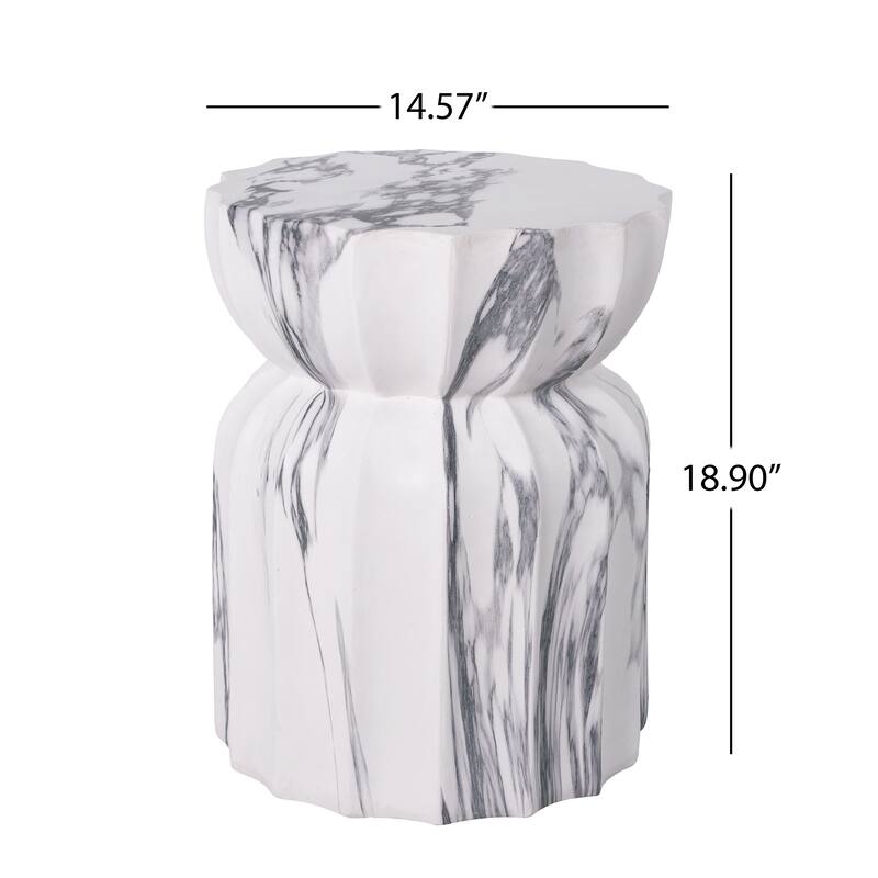 Christopher Knight Home - Modern Outdoor Lightweight Concrete Accent Side Table with Fluted Sculptural Hourglass Design