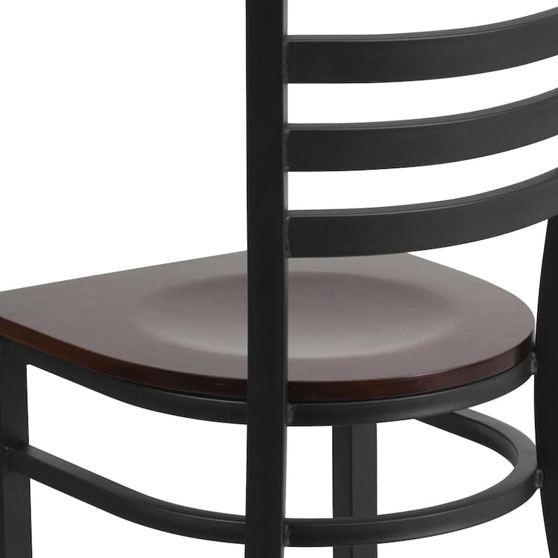 Ladder Back Metal Restaurant Chair - 16.5"W x 17"D x 32.25"H - 16.5"W x 17"D x 32.25"H