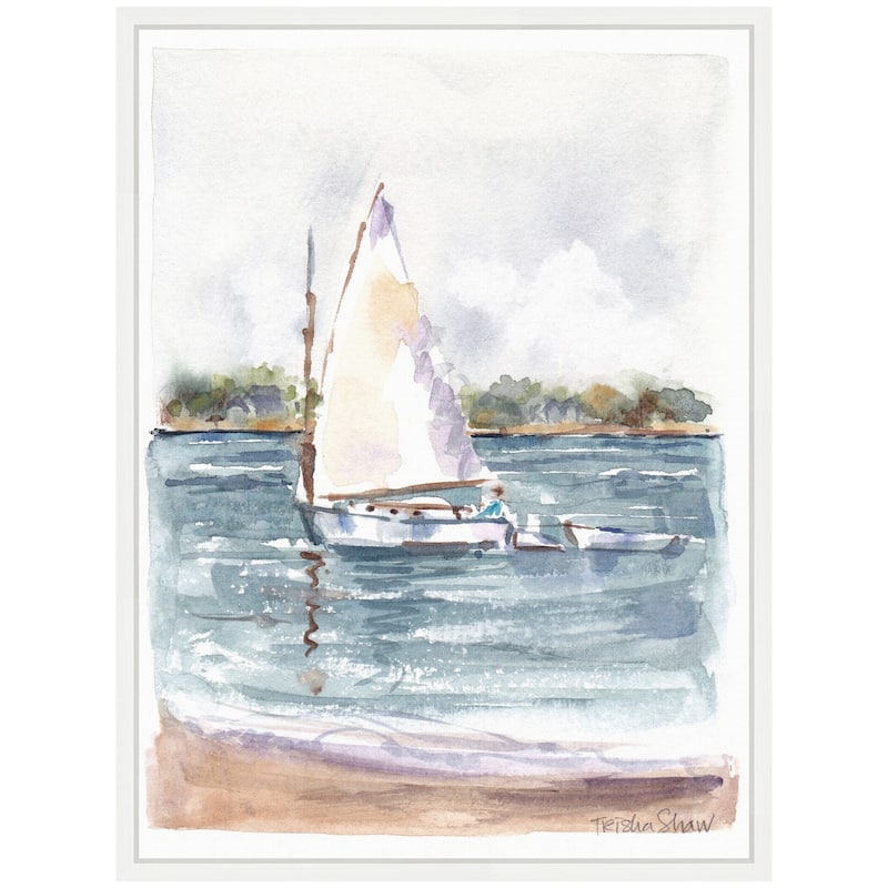 Kate and Laurel Sylvie 2 Maryanne Welch Chatham Fog Sailboat Framed Canvas by Patricia Shaw