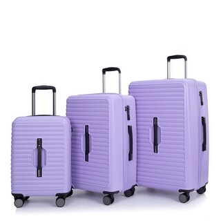 Light Purple 3 Piece Set Lightweight Suitcase for Long Travel, Hardside ...