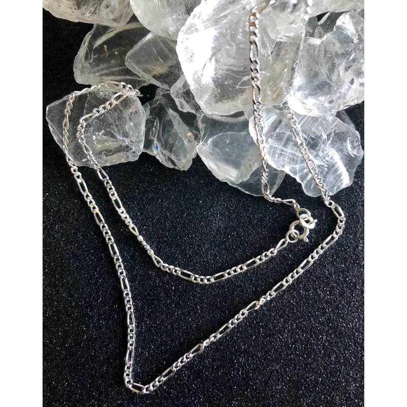 Sterling Silver 2 mm Figaro Chain Necklace - White
