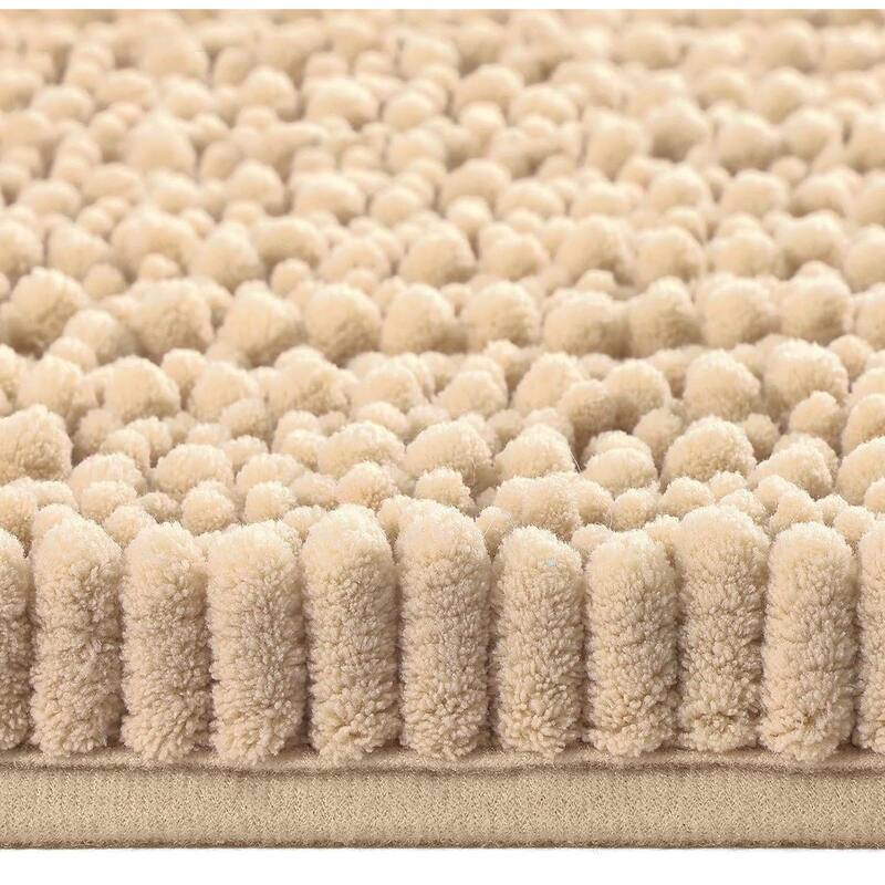 24"x16" - Beige Large Soft Cozy Plush Chenille Bath Mat Bathroom Rug