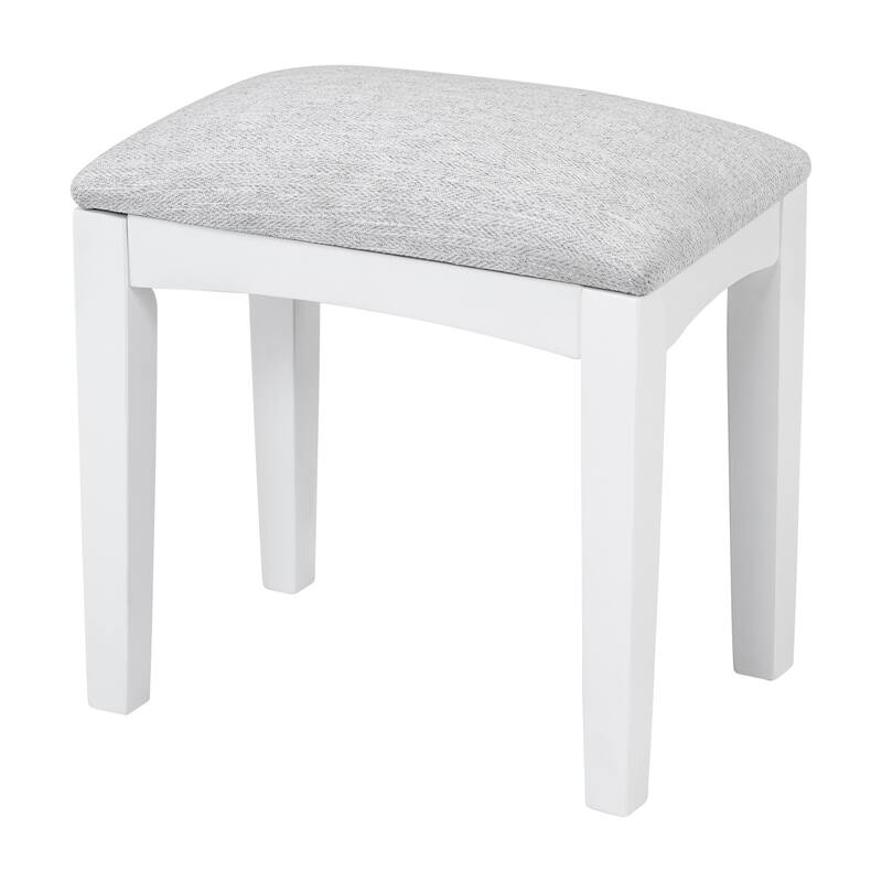 Vanity Desk with Large Adjustable Mirror, Large Wooden Dressing Table Set, Makeup Table with Fluted Door Glass & 5 Drawers