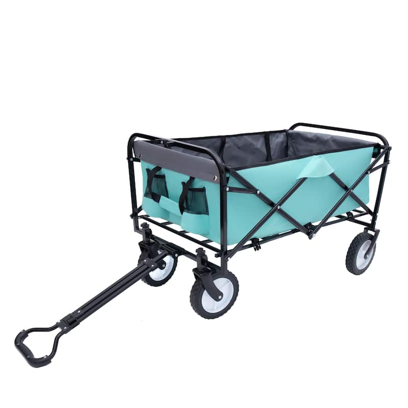 Heavy-Duty All-Terrain Folding Wagon - 360lb Capacity with Storage Straps, Green
