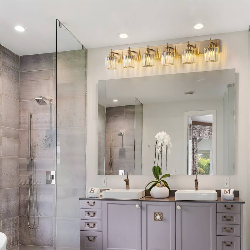 Mid-Century Modern Dimmable Bathroom Vanity Light Crystal Glass Wall Sconce