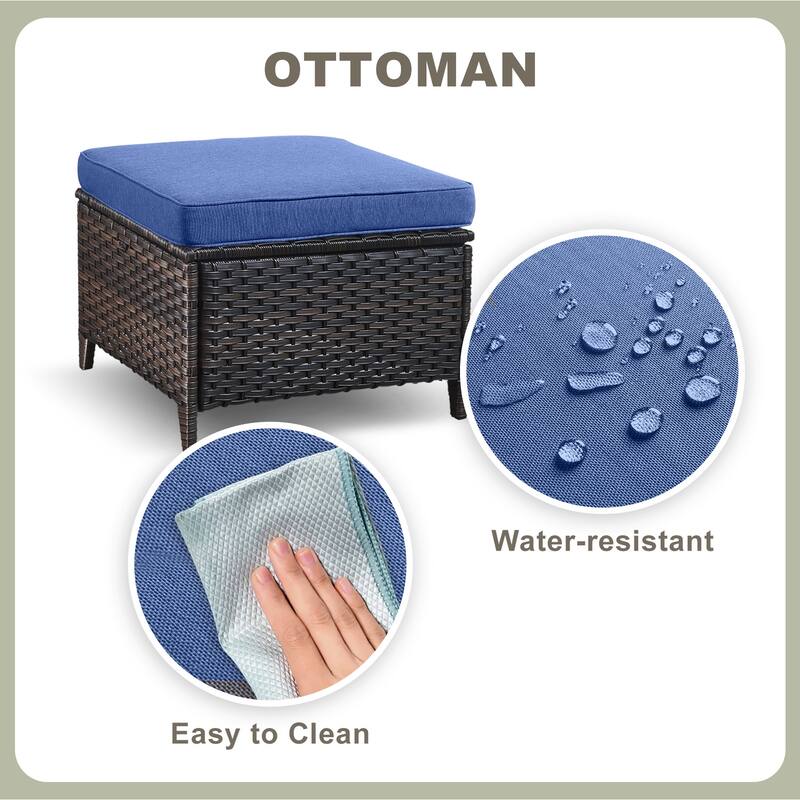 Outdoor Patio Swivel Chairs Table with 2 Ottomans