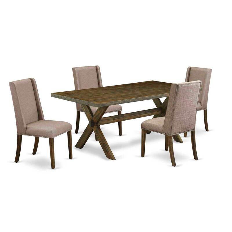 Rectangular Dining Table Set with 4 Parsons Chairs - Modern Kitchen Dining Room Furniture - 72