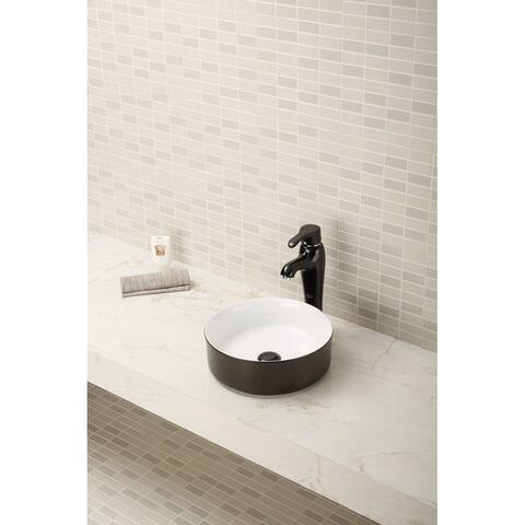 Henna Over the Counter Round Vessel Black Ceramic Basin Sink