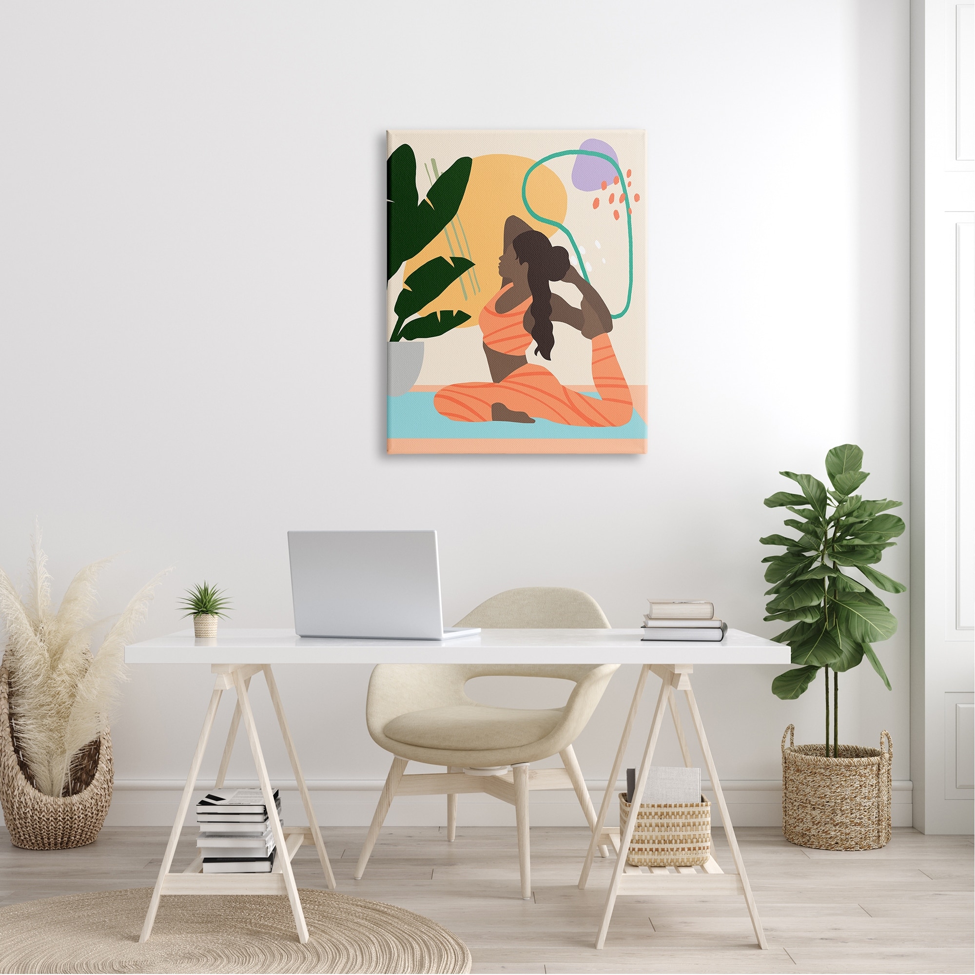 Stupell Person Working Out Yoga Plant Modern Design Canvas-image