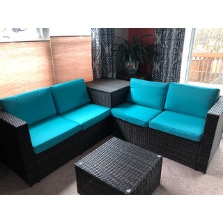 Kinbor 4-piece Patio Furniture Set Rattan Wicker Sectional Sofa Conversation Set with Storage