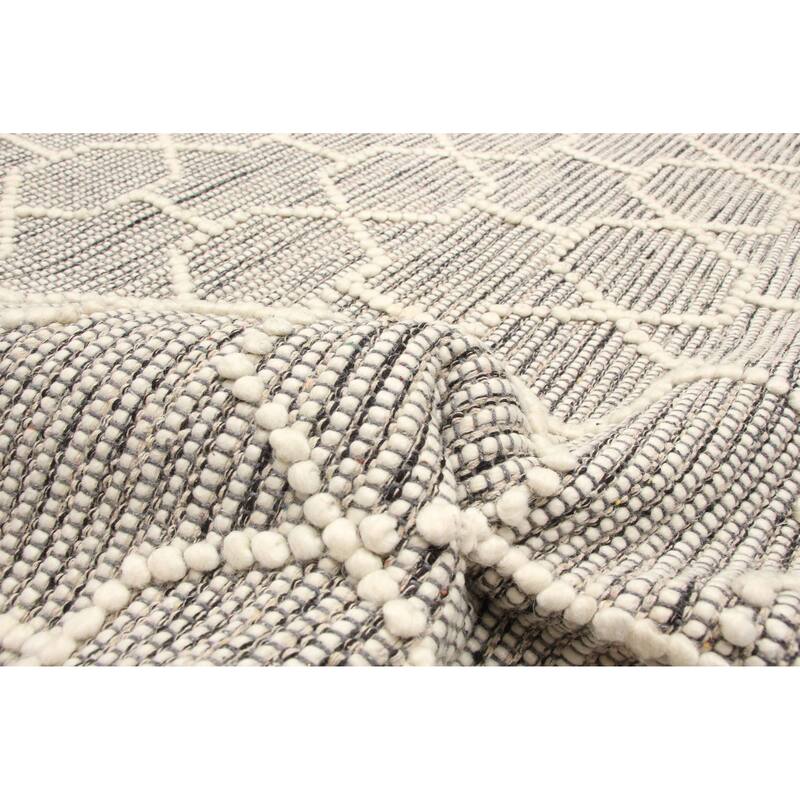 ECARPETGALLERY Braid weave Sienna Grey Wool Rug - 4'11 x 7'8
