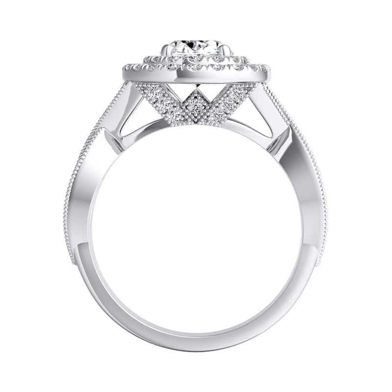 Auriya 14k Gold Vintage Oval-cut 1 3/8ctw Double Halo Diamond Engagement Ring