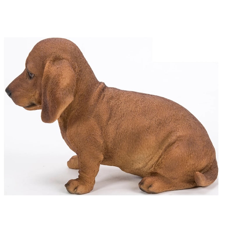 Sitting Dachshund Puppy Outdoor Garden Statue - 8.25"