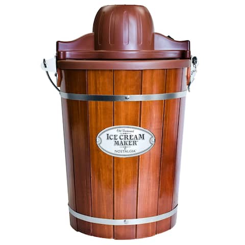 Nostalgia 6-Quart Wood Bucket Ice Cream Maker - 6-Qt.