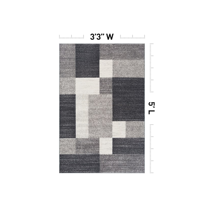 World Rug Gallery Modern Boxes Design Non-slip (Non-skid) Area Rug