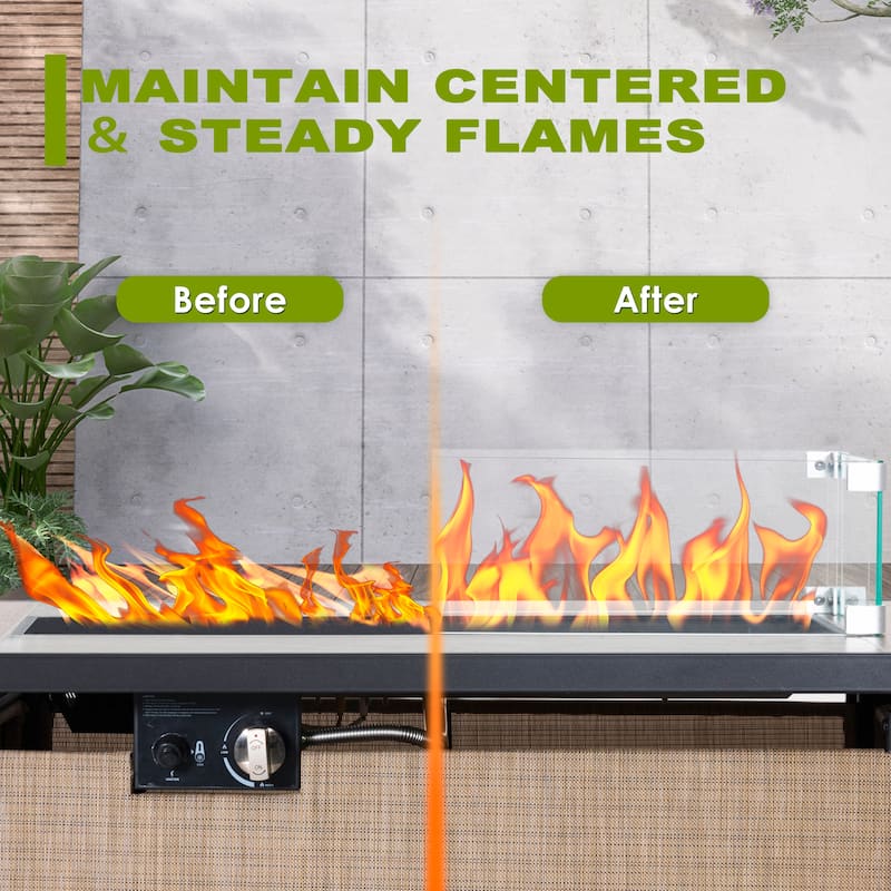43 Inch Outdoor Propane Gas All-Metal Frame Fire Pit Table 50,000 BTU with Glass Wind Guard