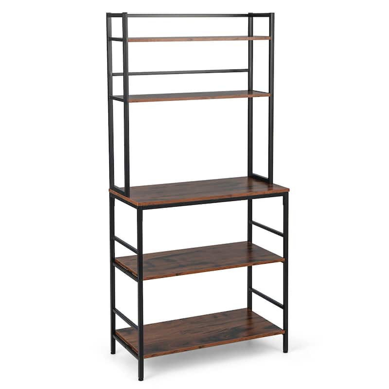 Gymax 5-Tier Kitchen Bakers Rack Microwave Stand Utility Storage Shelf