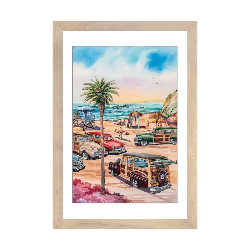 iCanvas "Moonlight Beach Woodies" by Bill Drysdale - Natural - 32x24x1