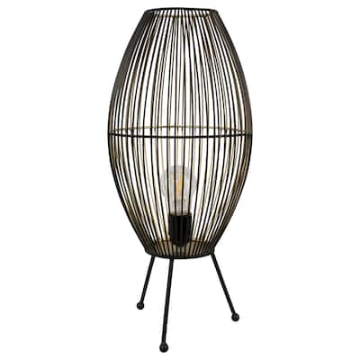 Oval Cage-Style Iron Table Lamp - 20" - Black and Gold