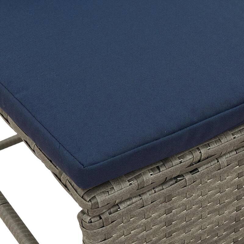 vidaXL Outdoor Sofa Set Grey and navy blue Rattan with metal frame - 44.5 x 21.7 x 27.6
